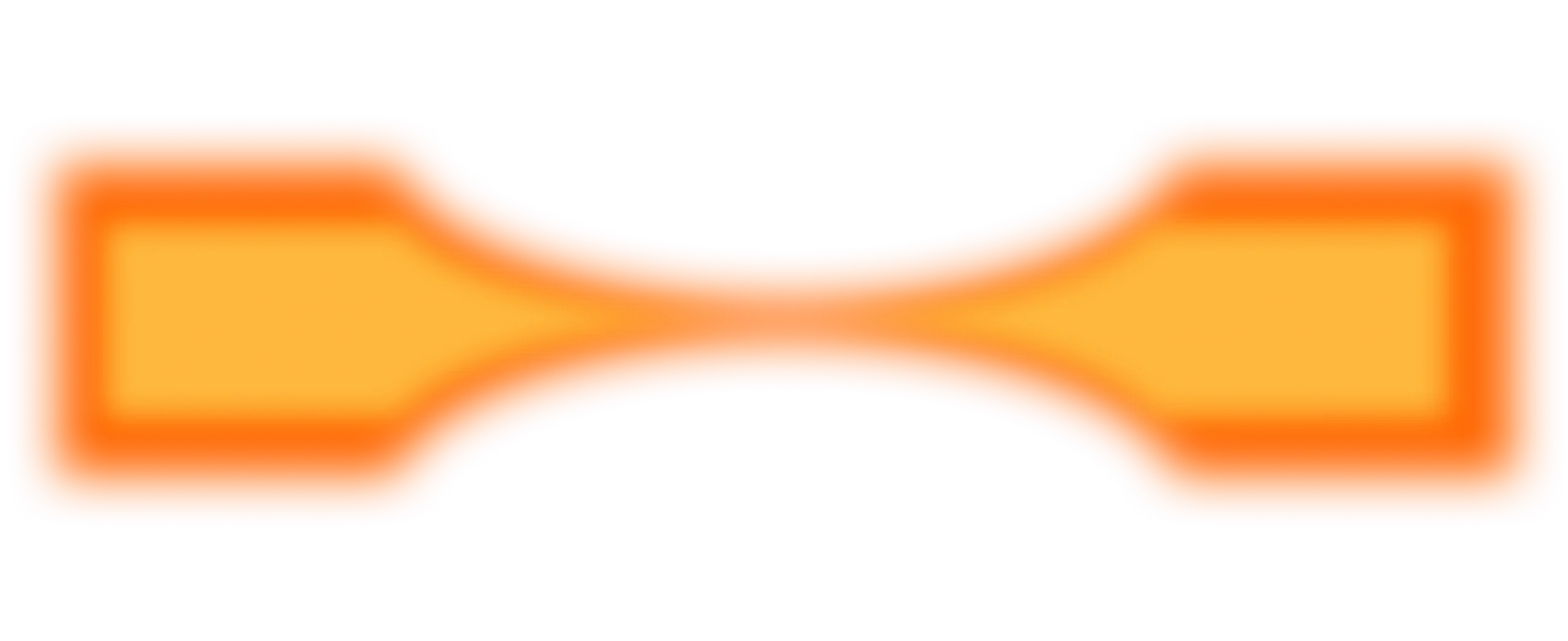 Orange glowing abstract connector shape on a transparent background New